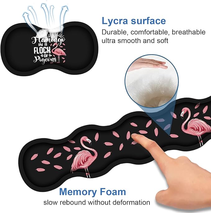 Ergonomic Memory Foam Mouse Pad Wrist Rest Set, Be a Flamingo in a Flock Pigeons Inspirational Quote Large Desk Pad + Keyboard Wrist Rest + Mouse Wrist Cushion + Coaster for Home Office Study Gaming