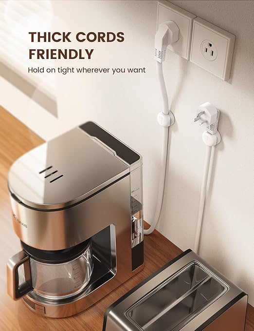 Lamicall Cord Organizer, Spring Cable Management Clips - 6Pack Compact Desk Cable Holder Clips, Nightstand Phone Charging Cord Holder, Halloween Adhesive Wire Organizer, Office Accessory, White