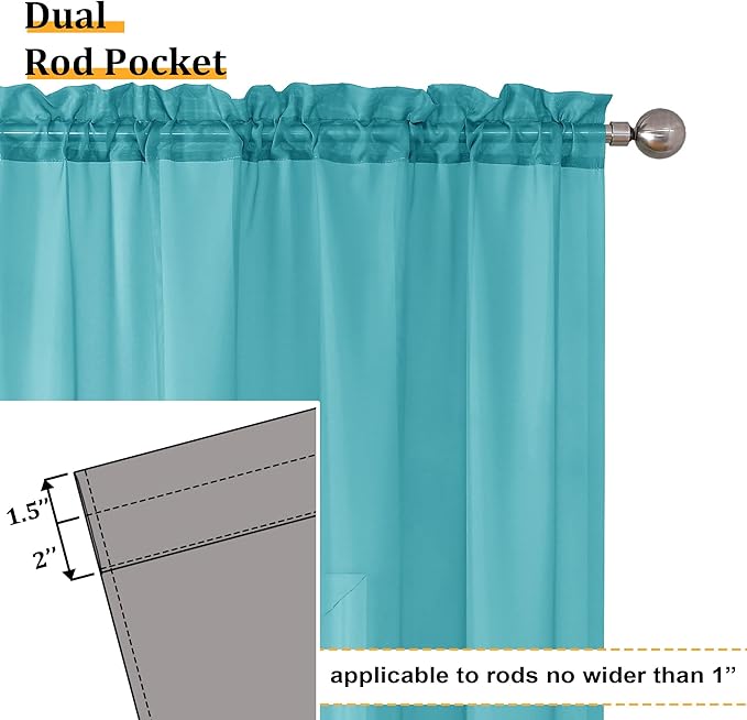 Aiyufeng Turquoise Sheer Curtains 84 Inches Long 2 Panels Set, Light Filtering Soft Airy Voile Rod Pocket Turquoise Sheer Window Drapes for Bedroom Living Room, Each 40Wx84L Inches