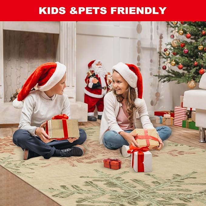 Lahome Snowflake Kitchen Runner - 2x6 Washable Rug Runner Carpet Runners for Hallway 6ft Non Skid, Soft Ultra-Thin Bathroom Runner Rugs for Hallway Laundry Bedroom (2x6ft,Multi)