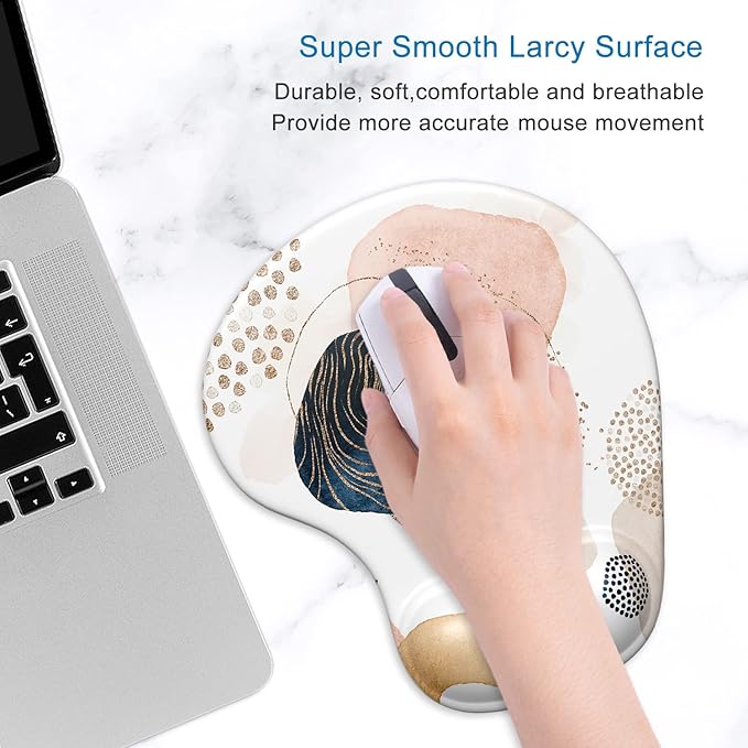 ITNRSIIET Mouse Pad, Mouse Pad Wrist Support Mousepad with Wrist Rest, Mouse Pads for Wireless Mouse Ergonomic Cute Desk Decor Desk Accessories for Women, Non-Slip PU Base, Aesthetic Boho
