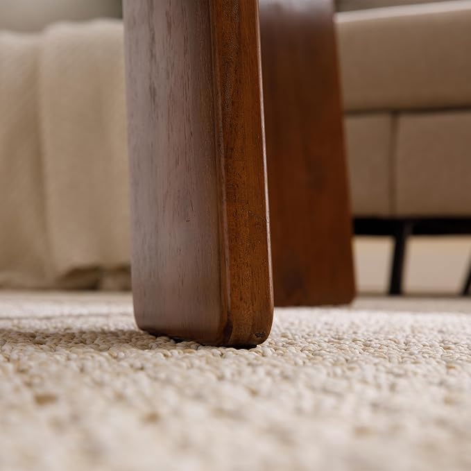 Mid Century Modern Coffee Table Wood Living Room Table Cute Round Coffee Table Center Table Side Table for Living Room Office Reception Room, Walnut