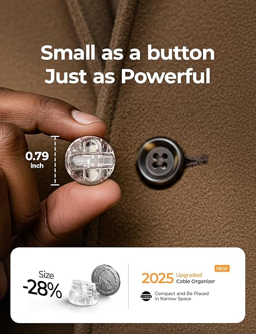 8-Pack Magnetic Cable Clips [1S Snap-On] Cord Holder, LISEN Desk Organizers and Accessories with 4 Extra Strong Adhesive Pads, Wire Organizer for Nightstand, Home, Wall, Car, Desktop,Transparent