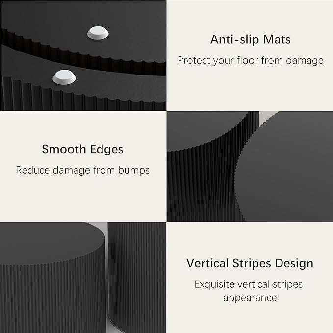 Black Round Coffee Table Set of 2, Modern Wooden Nesting Coffee Tables for Living Room, No Assembly Required Circle Side Tables Set Accent End Table for Bedroom, Balcony