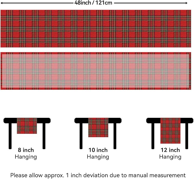 Softalker Christmas Checkered Tartan Table Runner - Red Buffalo Plaid Xmas Stain Resistant Washable Table Decoration for Dining/Parties/Holiday Decor, 13 x 48 Inch