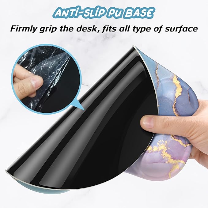 Hsurbtra Ergonomic Mouse Pad with Wrist Rest Support, Gel Mouse Pads with Non-Slip PU Base, Pain Relief Memory Foam Computer Mat, Cute Office Supplies Desk Decro Accessories, Marble