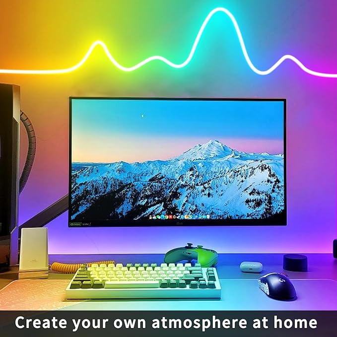 32.8FT Led Neon Rope Lights Control with App/Remote,Flexible Led Rope Lights,Multiple Modes,IP65 Outdoor RGB Neon Lights Waterproof,Music Sync Gaming Led Neon Strip Lights for Bedroom Décor