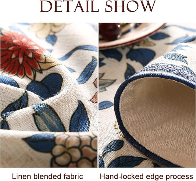 patdrea Designer Blue Cottage Rustic Floral Patterned Extra Long,Wrinkle Resistant Linen Table Runner 118 Inch Long,Decoration for Kitchen Dining and Coffee Tables Banquet Christmas , 12"x118"