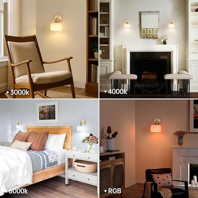 Vintage Battery Operated Wall Sconce with White Striped Glass Lampshade 5000 mAh Rechargeable Battery Powered Wall Light with Remote Control for Bedside Bedroom Doorway