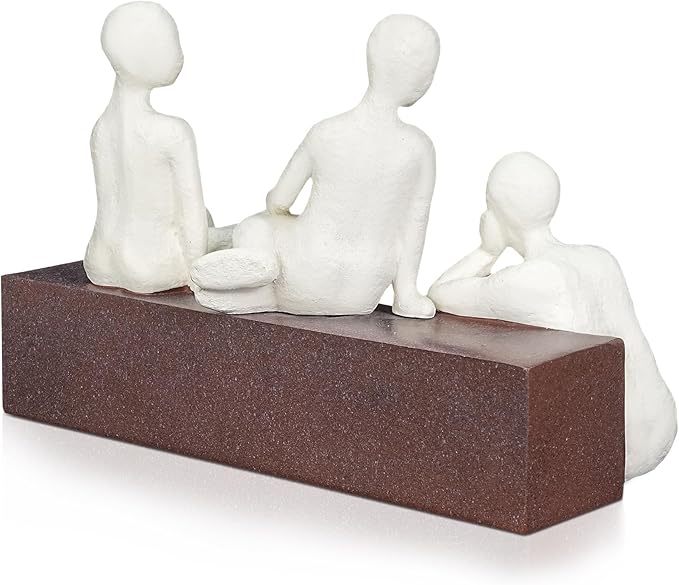 Resin Abstract Statue, Three Person Conversation Figurines, Modern Art Sculpture Home Decor for Living Room, Office Desktop, Coffee Table, Bookshelf, Gifts for Friends, Family
