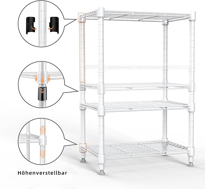 450 lbs Wire Storage Shelving 3-Tier Utility Shelving Unit Steel Organizer Wire Rack for Home,Kitchen,Office,White (11.8" D x 17.7" W x 26.4" H)