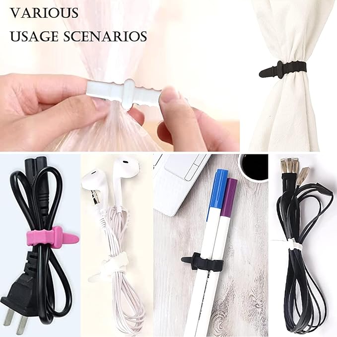 36Pcs Reusable Silicone Zip Ties, Rubber Cable Ties for Cable Management, 4.5 Inch Elastic Cable Organizer for Home Office Table Desk Organization, Bundling Cable Wires (12 Colors)