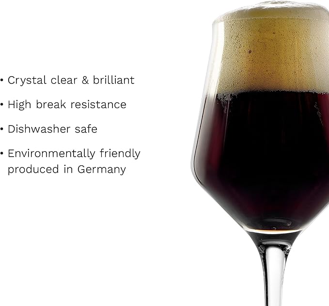 Stölzle Lausitz Craft Beer Glasses Set of 6. Dishwasher Safe Beer Glass Set (14.5 Fl oz). Durable and Stylish Bar Glasses, Premium Gifts for Dads