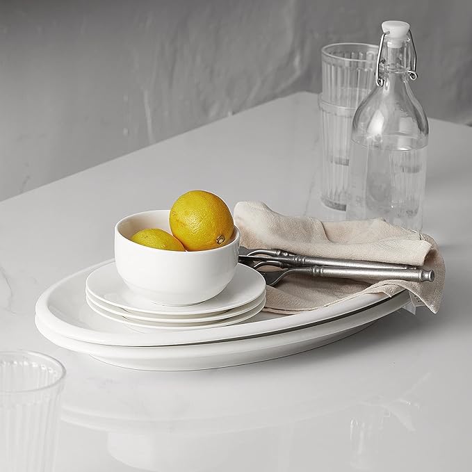 DOWAN 16" Serving Platters, Serving Platters for Wedding, Large Oval Porcelain Serving Tray for Entertaining, Dinner Platters for Serving Food Appetizers Meat, Serving Dishes for Parties, Set of 2