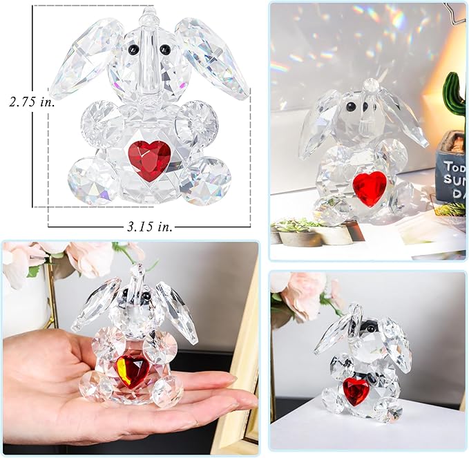 YWHL Cute Crystal Elephant Gifts for Women, Handmade White Elephant Gift Ideas, Small Drunk Animal Decor, Figurine Collection for Home Decoration