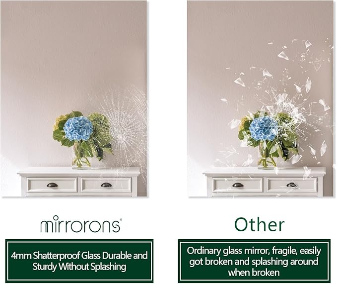 Mirrorons Frameless Wall Mirror, 24" x 32", Modern Rectangle Bathroom Mirror with Polished Edge, Horizontally or Vertically. Upgraded Shatterproof Mirror for Entryways, Bathroom, Gym