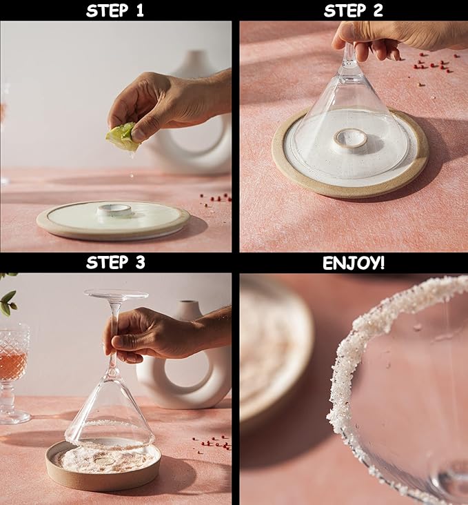 Ceramic Margarita Salt Rimmer with Lid - Cinco de Mayo Margarita Glass Rimmer - Home Bar Accessories for Tajin and Sugar - Rimmers for Drinks - Bartender Kit Tools - Professional Bar Decor