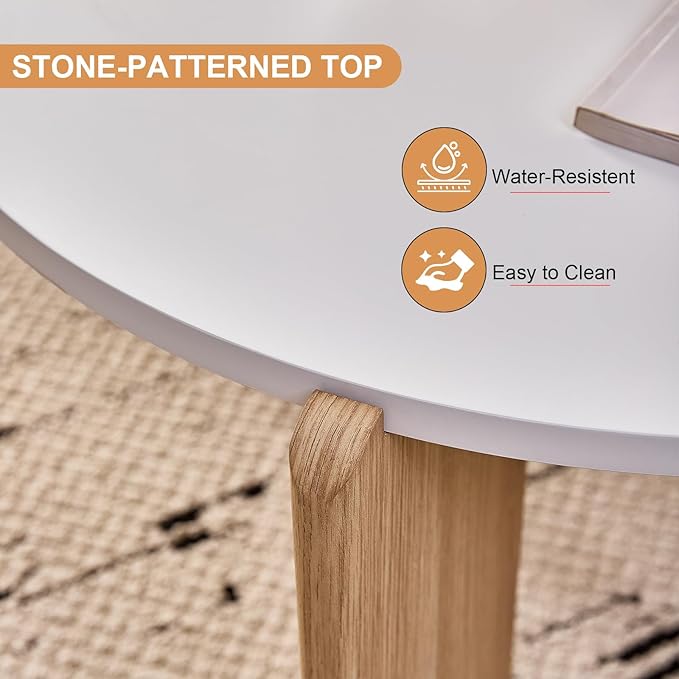 Round Nesting Coffee Tables Set of 2 for Living Room [Interchangeable Height] φ27.6 + φ19.7 Mid Century Modern Circle Side Tables for Bedroom Office Studio Apartment