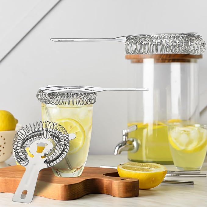 32 Pcs Bar Bartender Strainer Stainless Steel Drink Cocktail Strainers Silver Shaker Ice Bar Shelf or Bartenders Mixologists Drinking Water Filtering