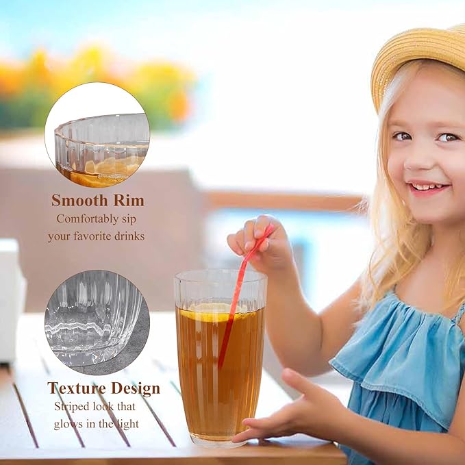 Acrylic Clear Highball Plastic Cups | Plastic Reusable Tumblers 20oz (Set of 6) | Stackable | BPA-free Tumblers | Shatterproof | Top-rack Dishwasher Safe