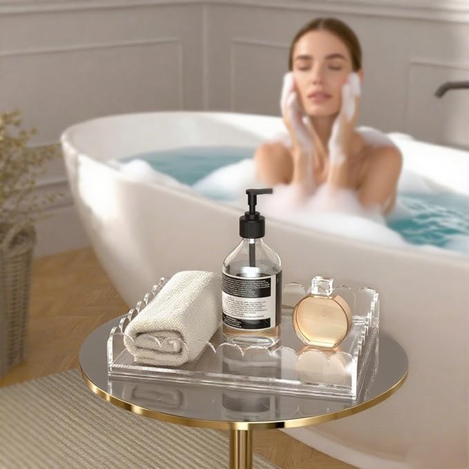 Acrylic Tray with Slide-Out Drawer, 10"×12" Decorative Acrylic Tray Organizer for Art Display, Customized Picture Frames for Needlepoint, Fabric or Photos, Large Clear Drawers