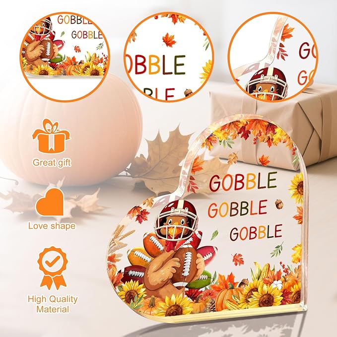 Thanksgiving Home Decorations 3.9 Inch Thanksgiving Plaque Acrylic Thanksgivings Decor Plaques for Family Friends Table Decor-style 2