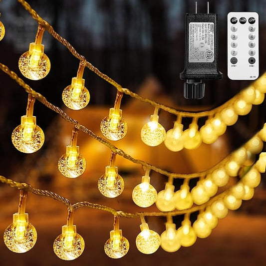 Globe String Lights 65.6 Feet 150 LED, Plug in Crystal Fairy String Lights with Remote Timer, 8 Modes Indoor Outdoor Hanging Globe Lights for Wedding Bedroom Classroom Patio Garden