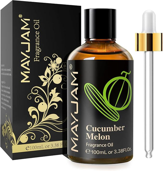 MAYJAM 100ML/3.38FL.OZ Cucumber Melon Fragrance Oils with Glass Dropper, Essential Oils for Diffusers for Home, Long Lasting Scented Oils for Diffusers Soap Candle Making