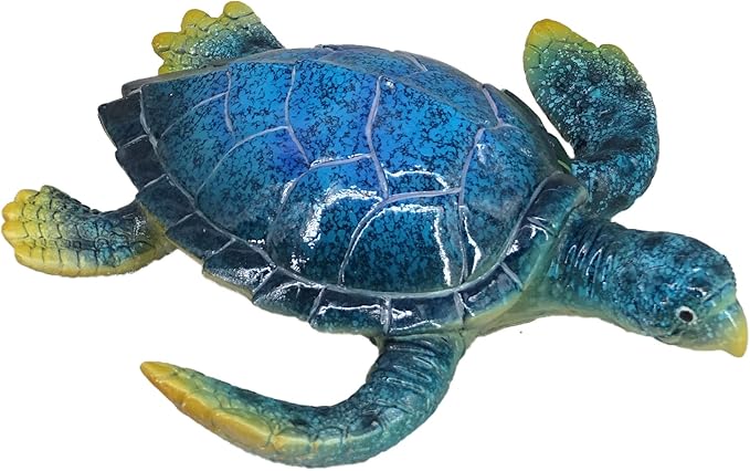 6-Inch Resin Sea Turtle Figurine - Handcrafted Marine Life Sculpture, Blue Baby Turtle Decor for Feng Shui Luck, Anxiety Relief & Home Table Centerpiece