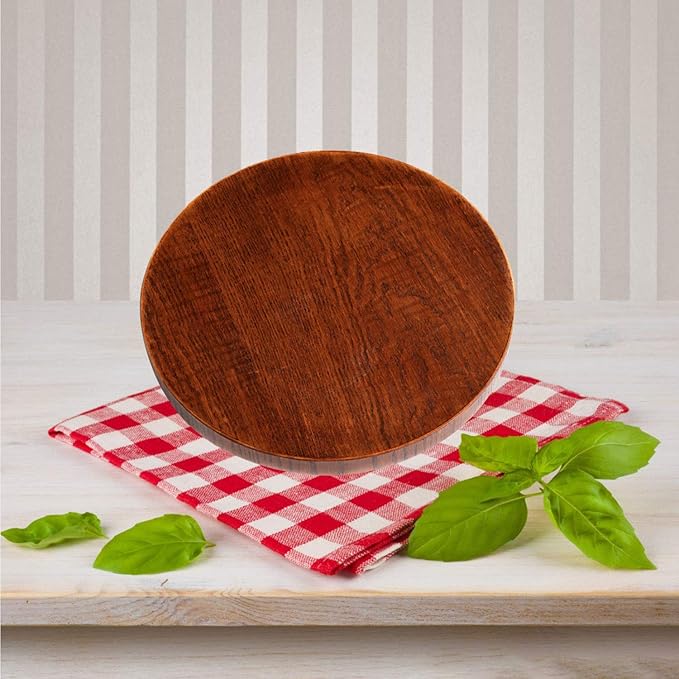 Solid Wood Serving Tray, Decorative Serving Trays Platter Round Non-Slip Tea Coffee Snack Plate Food Meals Serving Tray with Raised Edges for Home Kitchen Restaurant (11.8inch, Brown)