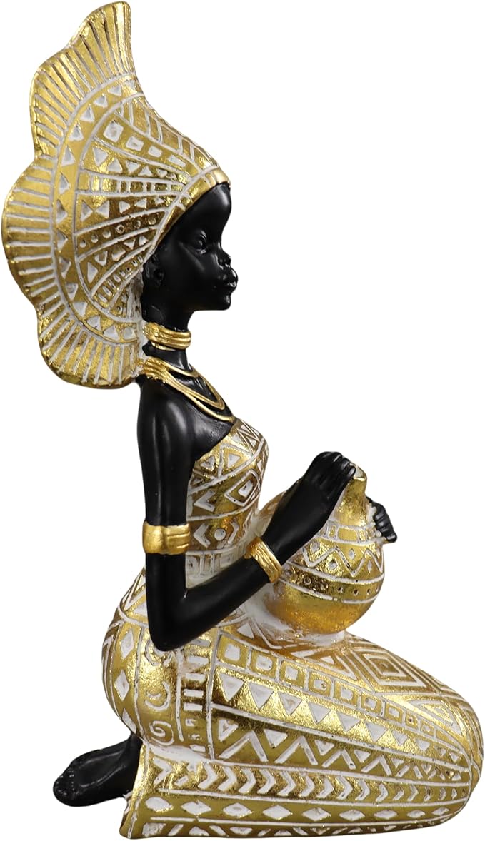 African Lady Statue with African Tribal Totem for Wedding, Church, Festival Decoration - African Decorative Female Statue for Home and Display case Decoration
