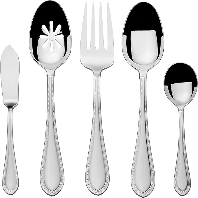 Mikasa 5187577 Daphney 65-Piece 18/10 Stainless Steel Flatware Set with Serveware, Service for 12