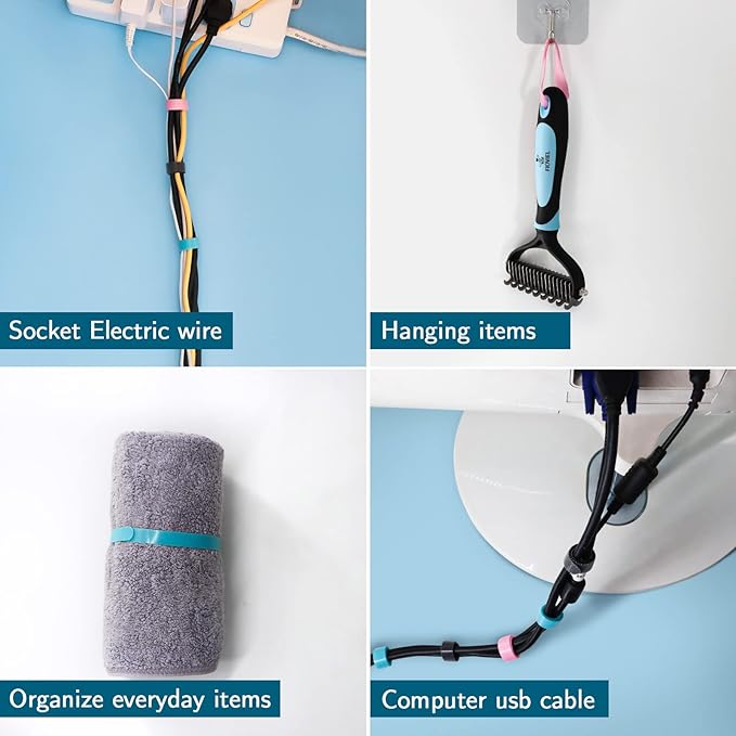 50PCS 6 Inch Adjustable 6-Inch Cord Organizer Ties, Fastening Cable Ties,Microfiber Cloth Used for Computer Link Cable Cord Management USB Cable Cable Ties (Black)