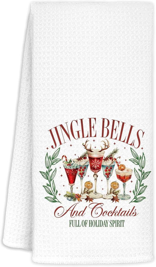 Christmas Kitchen Towels, Bar Towels for Home Bar Kitchen Decor Hand Towels for Kitchen, Christmas Dish Towels Tea Towels for Kitchen, 16x24 Inches
