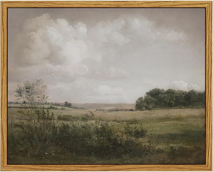 VIYYIEA Vintage Landscape Framed Wall Art, Nature Wilderness Scenery Paintings Decor Aesthetic, Canvas Print Artwork, Retro Farm Landscape Wall Pictures for Bedroom Living Room, 8x10 Inch