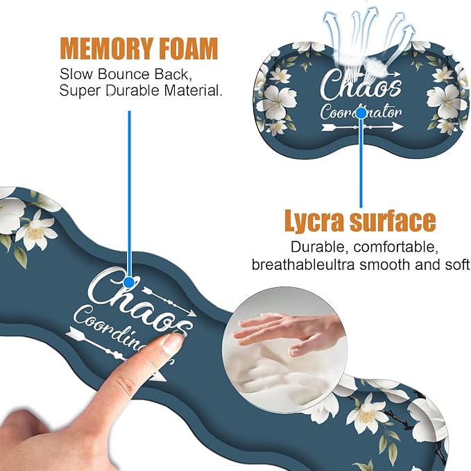 4 in 1 Ergonomic Keyboard Wrist Rest & Mouse Pad Wrist Rest Set, Large XXL Gaming Desk Mat 31.5"x 11.8" with Non-Slip Base, Memory Foam for Home Office Study Gaming, Floral Quote Chaos Coordinator