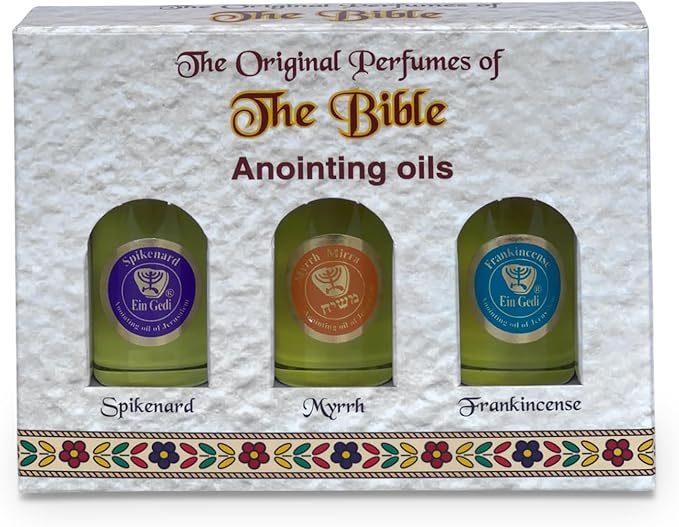 Anointing Oil for Prayer 3 Bottles Set 10ml/0.34oz Each Bottle - The Original Perfumes of The Bible - Frankincense, Myrrh and Spikenard Made in The Holy Land - by Ein Gedi