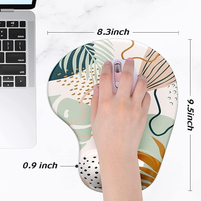 Hsurbtra Ergonomic Mouse Pad with Wrist Rest Support, Gel Mouse Pads with Non-Slip PU Base, Pain Relief Memory Foam Computer Mat, Cute Office Supplies Desk Decro Accessories, Spot