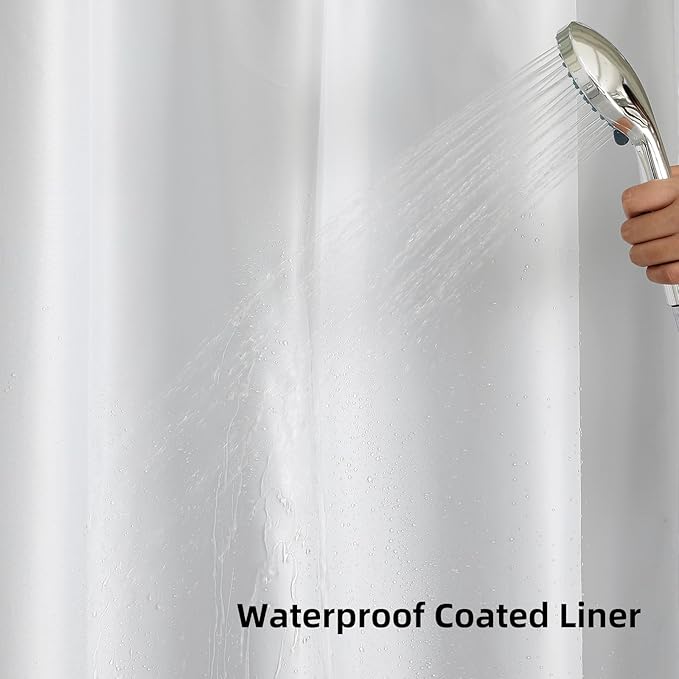 No Hook Shower Curtain with Snap in Fabric Liner, Waffle Weave Heavy Duty Thick Shower Curtains with Mesh Top Window, Hotel Style Waterproof Bathroom Curtain Set, 72 x 75 Inch, Seaweed Green