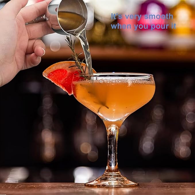 Homestia Premium Bell Jigger, with Measurements Inside 2 oz 1 oz, Shot Measure Double Jigger, Bar Jigger Liquor Alcohol Measuring for Bartending, Stainless Steel Bartender Jiggers with Pourer