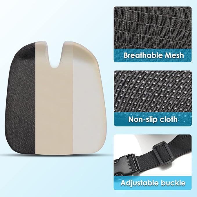 Comfortable Car Coccyx Seat Cushion Pad for Sciatica Tailbone Pain Relief, Heightening Wedge Booster Seat Cushion for Short People Driving, Truck Driver, for Truck Accessories Office Chair