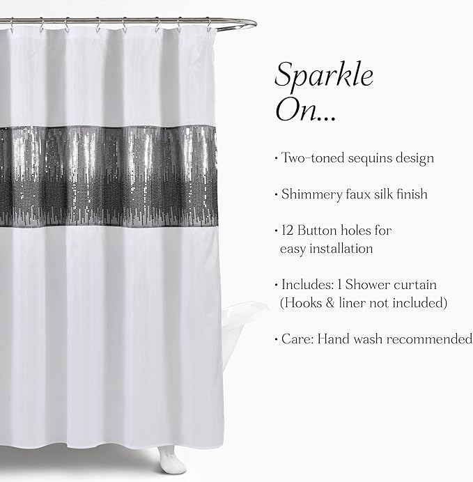 Lush Decor Night Sky Shower Curtain, 72" x 72", White