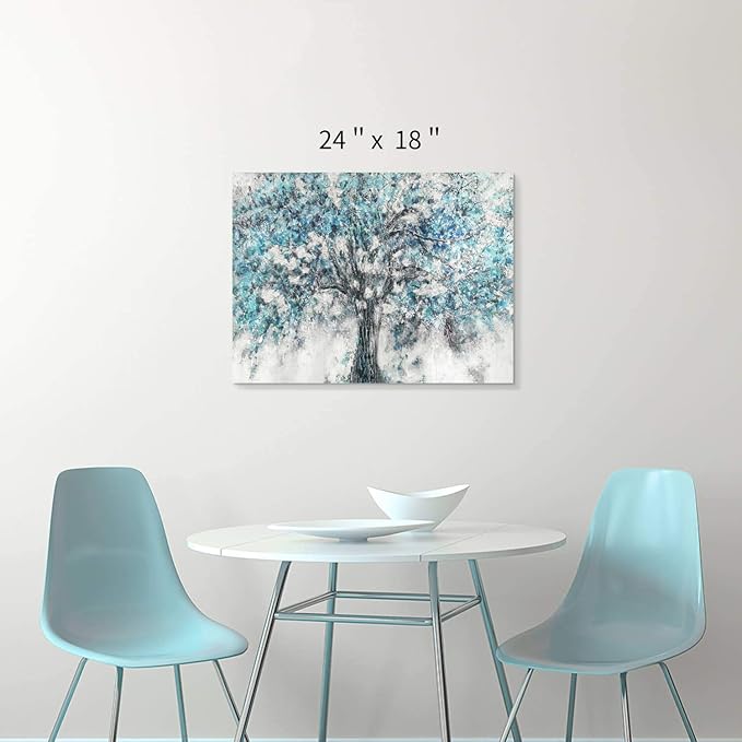 Abstract Tree Canvas Wall Art: Blue Picture Painting Graphic Art Picture t for for Kitchen (24"x18")