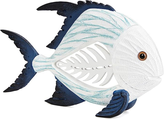 Leekung Coastal Fish Figurines for Home Decor,Resin Fish Statue for Beach Decoration,Sea Beach Coastal Decorations Themed,Table Desk Shelf Decor Statue for Bathroom Bedroom Office,Modern Decor Gifts