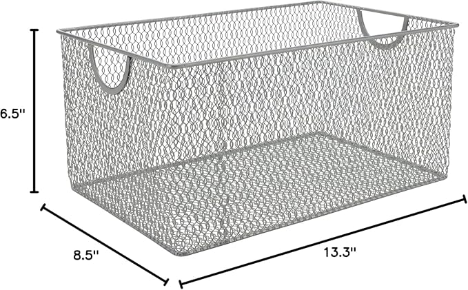 YBM HOME Kitchen Pantry Organizer Wire Baskets for Shelves, Cabinets, Pantry, Countertop, Mesh Open Storage Bin Metal Basket for Organizing Food Supplies, 2 Pack, 14.5x9.25x7