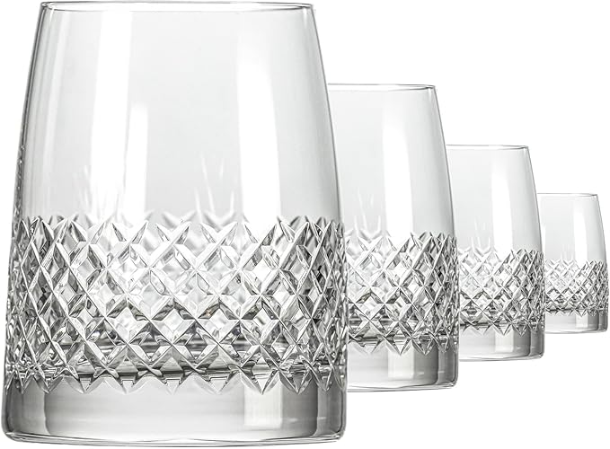Rolf Glass Diamond Tequila Tasting Glass | 5oz Tequila Taster | Lead-Free, Diamond-Wheel Engraved | Designed and engraved in the USA | Etched Crystal Taster or Large Shot Glass | Set of 4