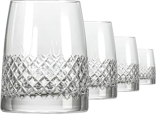 Rolf Glass Diamond Tequila Tasting Glass | 5oz Tequila Taster | Lead-Free, Diamond-Wheel Engraved | Designed and engraved in the USA | Etched Crystal Taster or Large Shot Glass | Set of 4