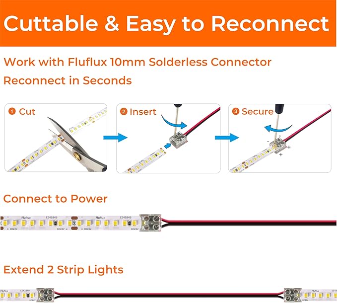 24V 2835 LED Strip Lights 3500K, 300+LM/FT, 16.4FT, UL Listed, CRI95, High Density 160LEDs/m Tape Light, Cuttable, Dimmable, VHB Equipped, for Pros, Rooms, Stairs, Shelves (NO Power Supply)
