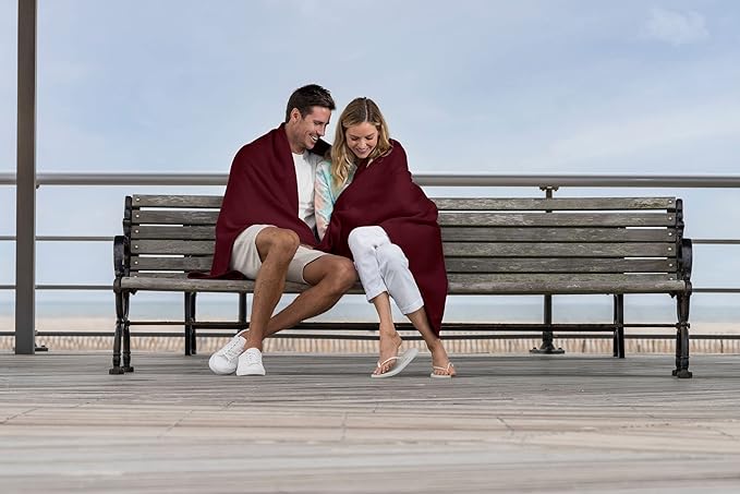 MV Sport Lightweight Sweatshirt Blanket Throw – Warm & Cozy, Breathable Oversized Fleece Knit, Couch, Bed, Travel, Cold Nights, and Outdoors – Soft Light Weight Blanket 54" x 84" Crimson