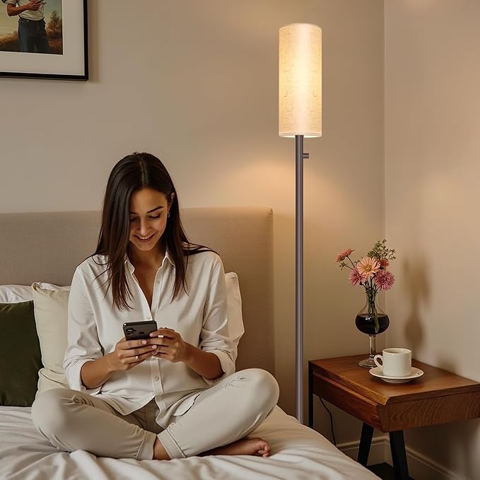 Dimmable Floor Lamp for Living Room,Modern Standing Lamp with Marble Base,LED Bulb Included,Floor Lamps for Bedroom, Living Room,Office,Reading and Kid Room